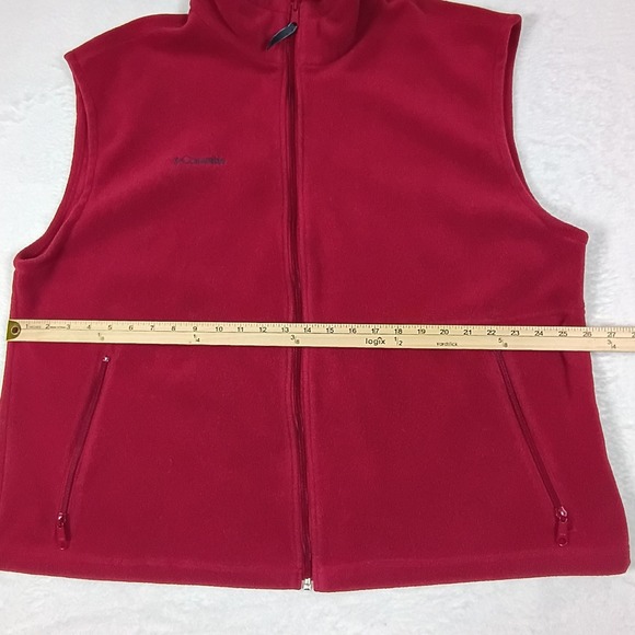 Columbia Fleece Vest Men's XXL Red Full Zip Pockets Outdoor Layer - Picture 7 of 10